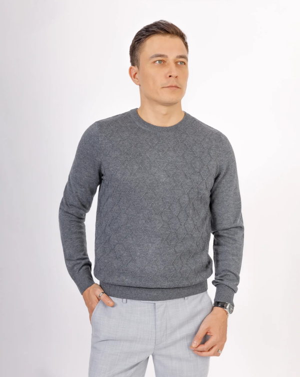 Áo Len Nam Cotton Họa Tiết 2007 Xám