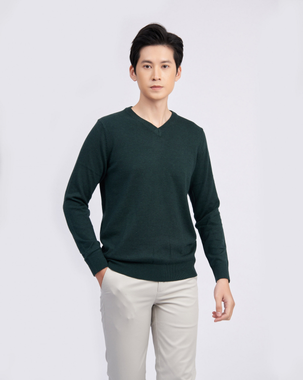 Áo Len Nam Lông Cừu 2002 Xanh Lá Cây