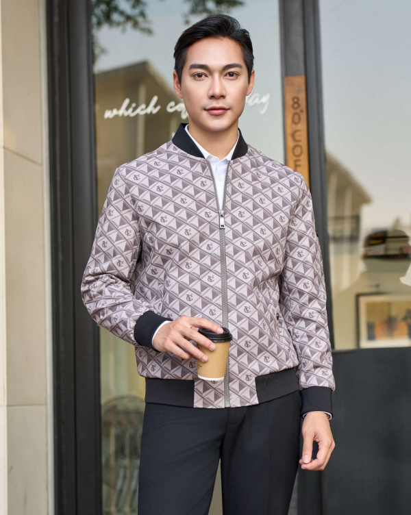 Áo Mono Jacket Bomber Nam Họa Tiết Màu Ghi 4003A