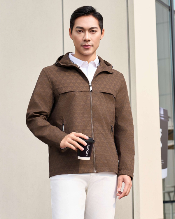 Áo Mono Jacket Nam Có Mũ Họa Tiết Thời Trang 4006A Nâu
