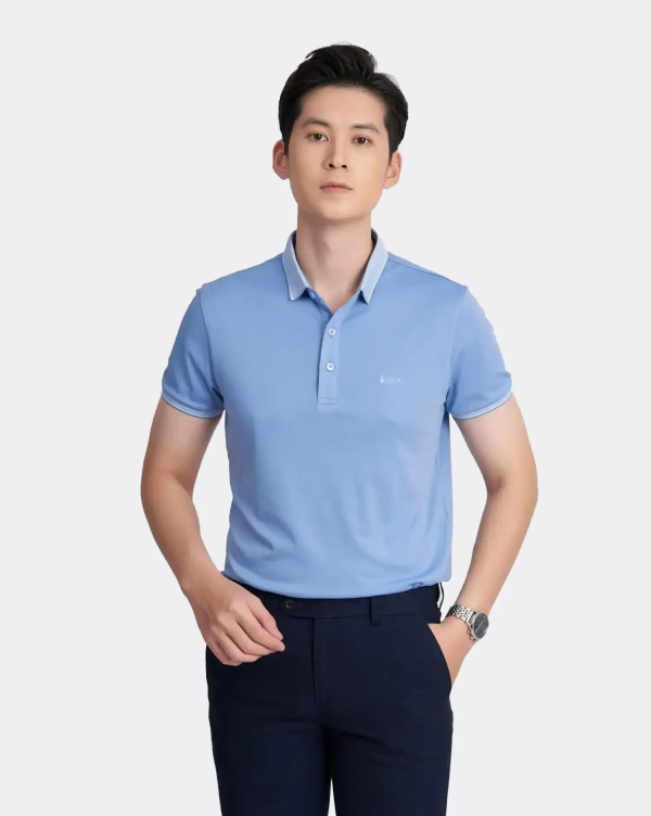 Áo Polo Nam Cotton Trơn 3002 Xanh Da Trời