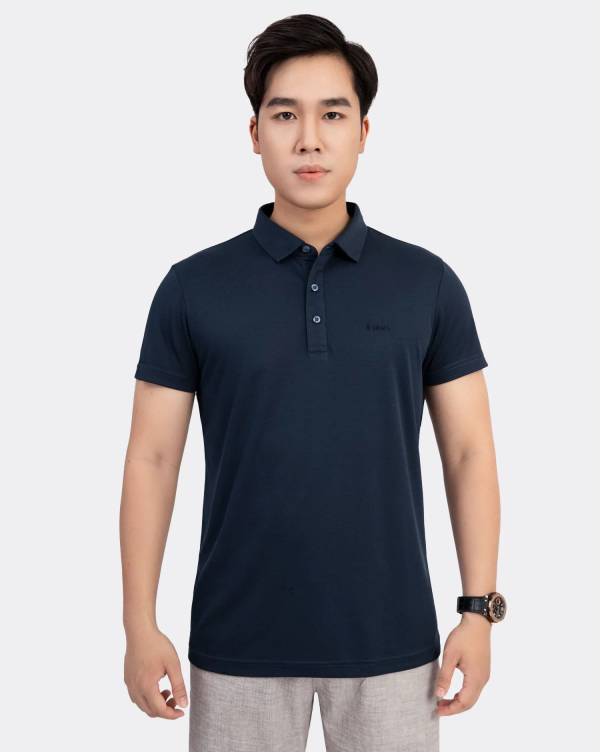 Áo Polo Nam Cotton Trơn 3002 Xanh Tím Than