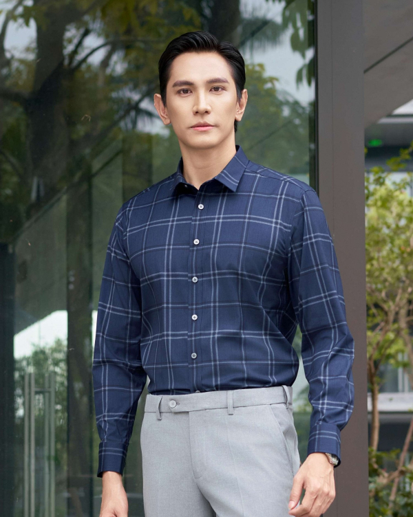 Áo Sơ Mi Dài Tay Nam Họa Tiết 4048 Xanh Da Trời