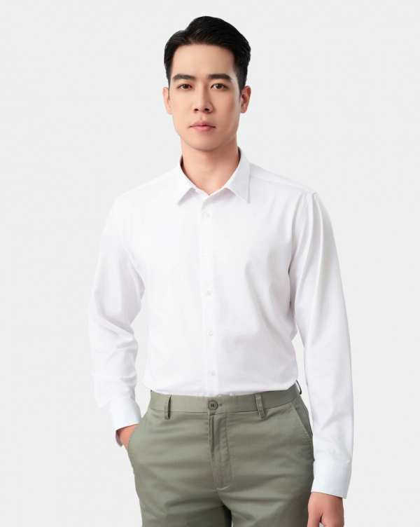 Áo Sơ Mi Dài Tay Nam Họa Tiết 4052 Trắng