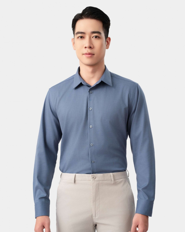 Áo Sơ Mi Dài Tay Nam Họa Tiết 4052 Xanh Nhạt