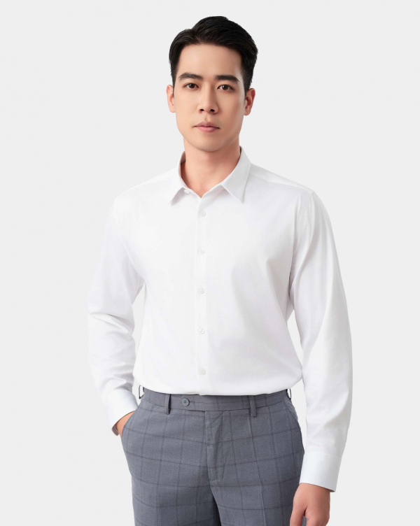 Áo Sơ Mi Dài Tay Nam Họa Tiết 4053 Trắng