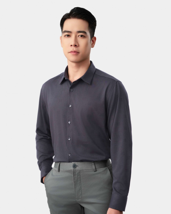 Áo Sơ Mi Dài Tay Nam Họa Tiết 4053 Xám Nhạt