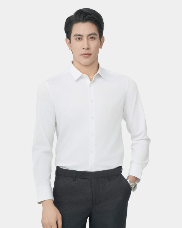 Áo Sơ Mi Dài Tay Nam Họa Tiết 4058 Trắng