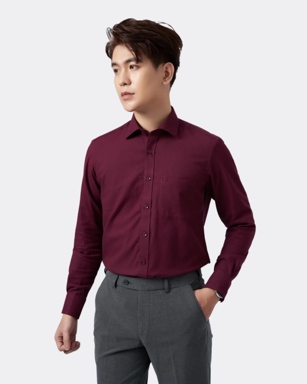 Áo Sơ Mi Dài Tay Nam Oxford 3046 Đỏ Đô