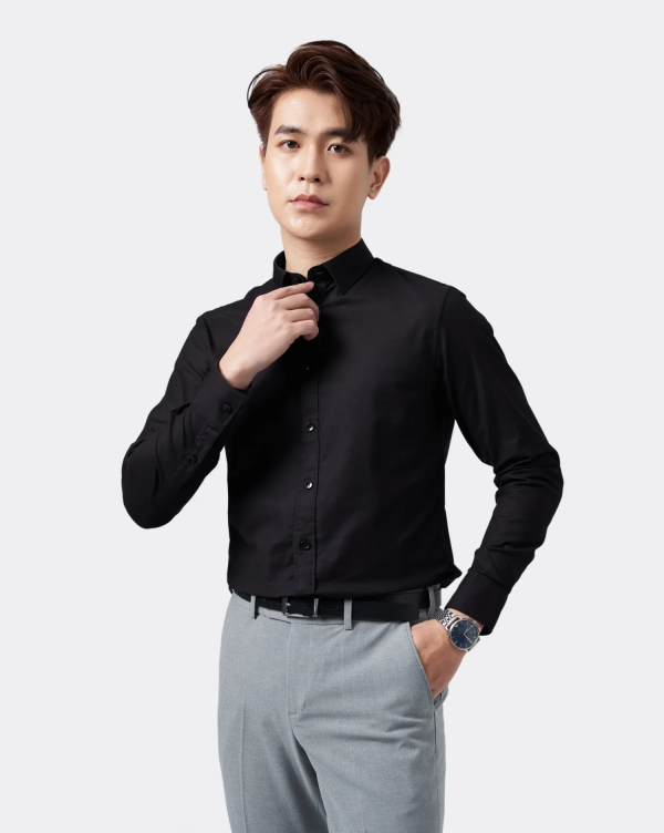 Áo Sơ Mi Dài Tay Nam Oxford 3050-3051 Đen