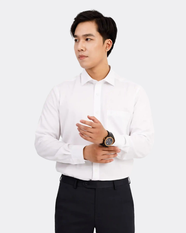 Áo Sơ Mi Dài Tay Nam Trơn 3017 Trắng