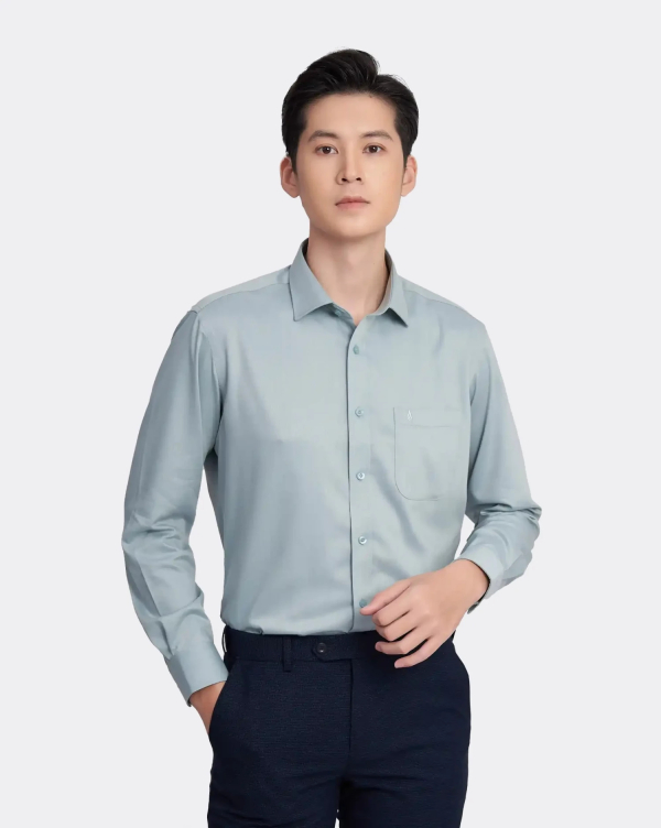 Áo Sơ Mi Dài Tay Nam Trơn 3017 Xanh Nhạt