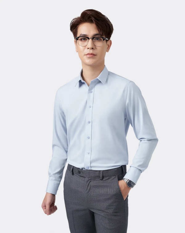 Áo Sơ Mi Dài Tay Nam Trơn 3044 Xanh Da Trời