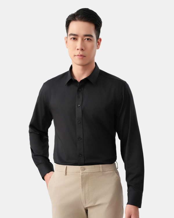 Áo Sơ Mi Dài Tay Nam Trơn 4049 Đen