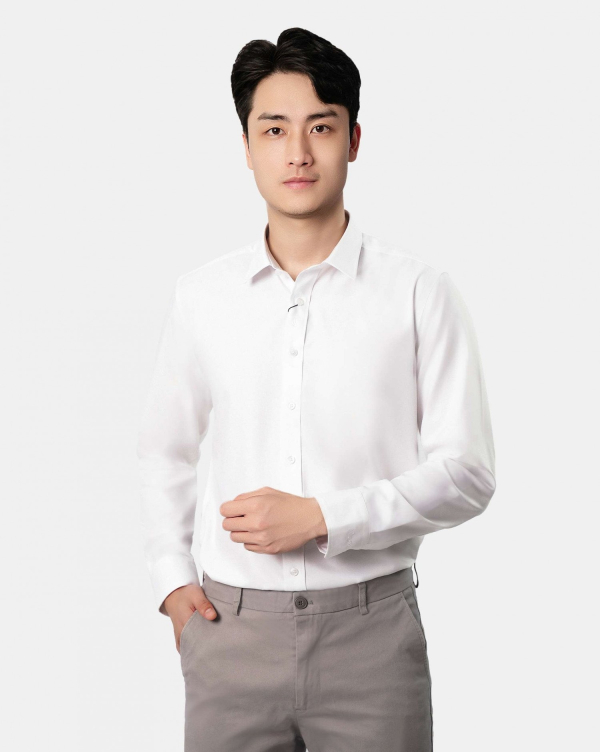 Áo Sơ Mi Dài Tay Nam Trơn 4049 Trắng
