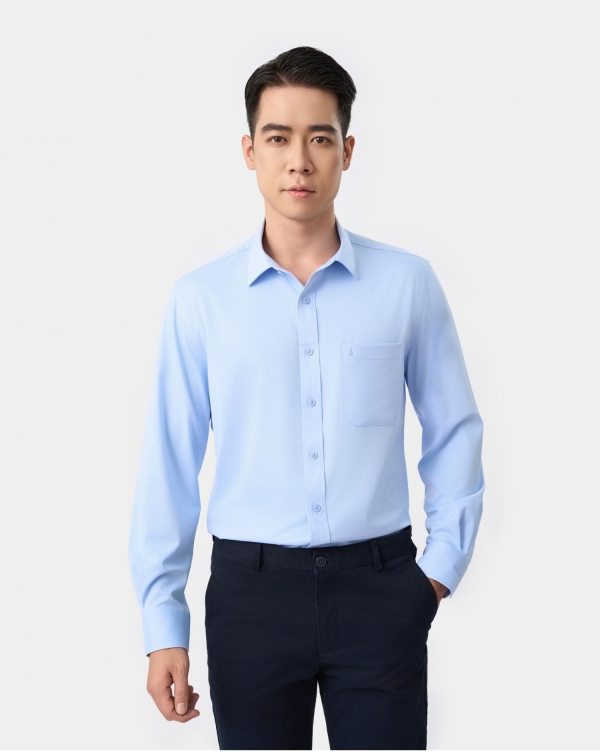 Áo Sơ Mi Dài Tay Nam Trơn 4050 Xanh Da Trời