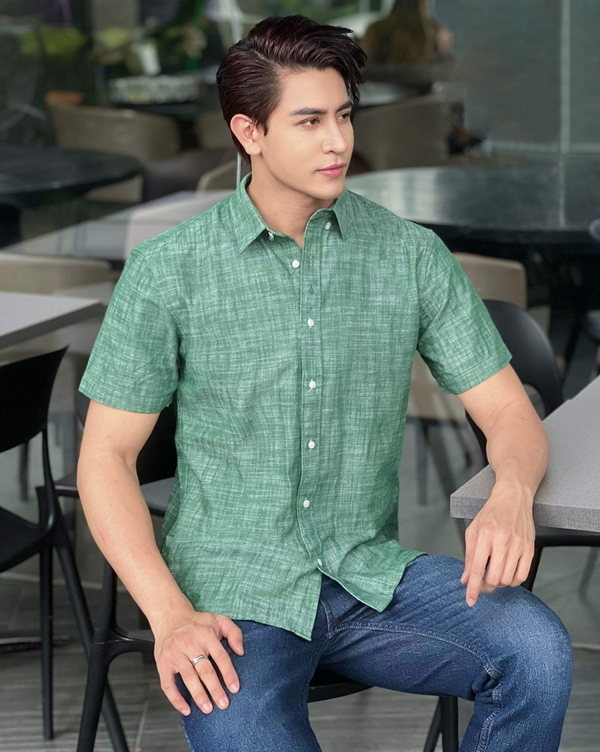 Áo Sơ Mi Ngắn Tay Nam Linen 4014C Xanh Lá Cây