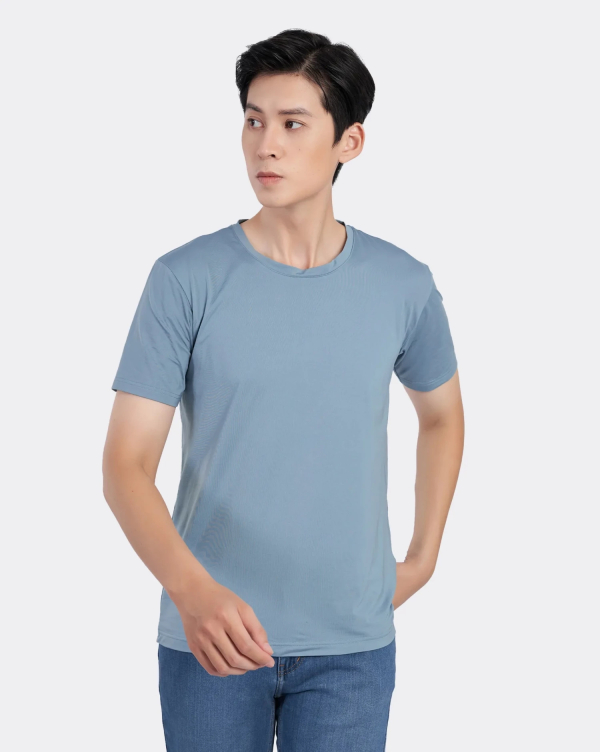 Áo Thun Nam Modal Trơn 2037-2038-2039-2040-2045-2046-2047-2048 Xanh Nhạt 2