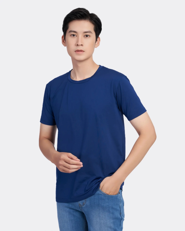 Áo Thun Nam Modal Trơn 2037-2038-2039-2040-2045-2046-2047-2048 Xanh Nhạt