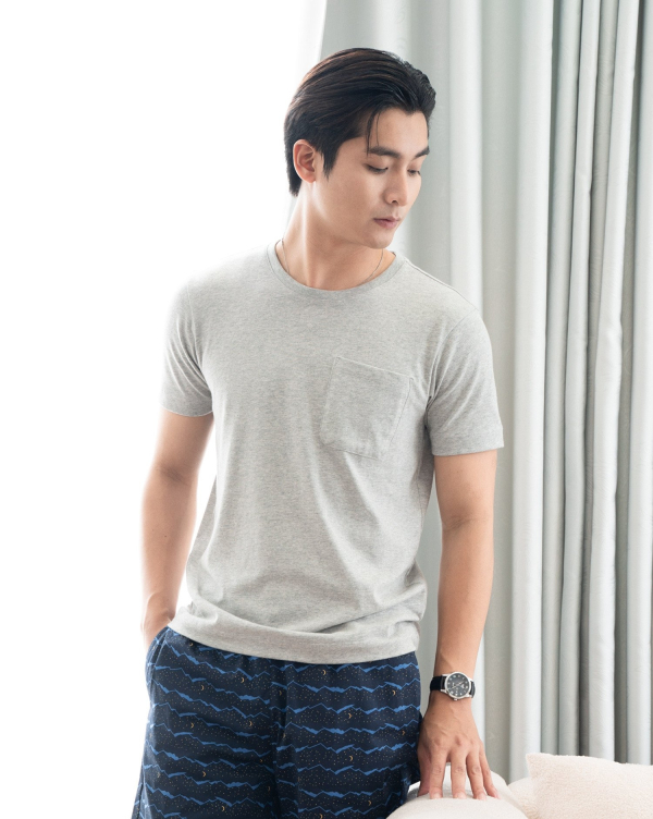 Áo Thun Nam Trơn Dáng Có Túi Ngực 4001 Be