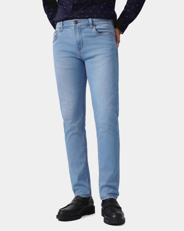 Quần Jeans Nam Basic Dáng Slim Màu Xanh Đậm 4011A Xanh Da Trời