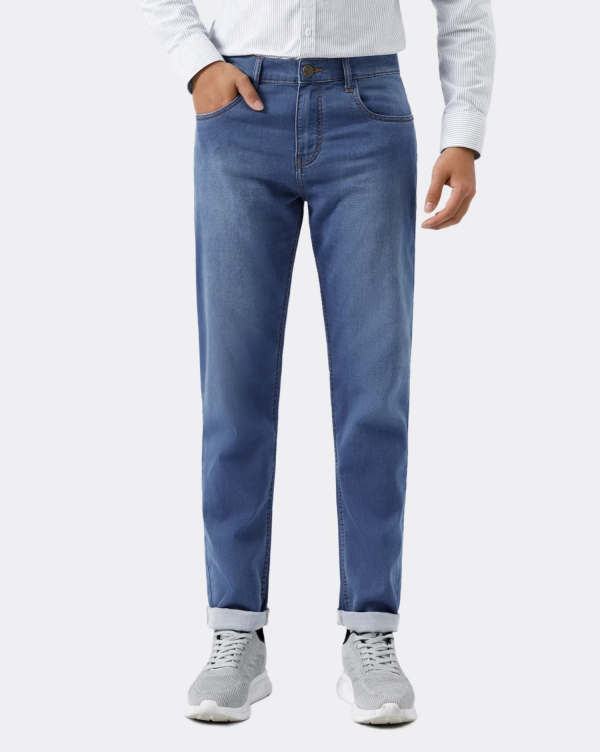 Quần Jeans Nam Basic Dáng Slim Màu Xanh Nước Biển 3010A