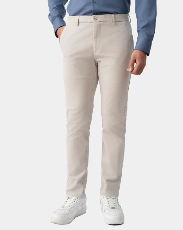 Quần Kaki Nam Dáng Carrot Trơn 4002 Trắng