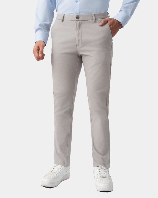 Quần Kaki Nam Dáng Carrot Trơn 4002 Xám