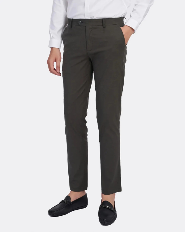 Quần Kaki Nam Dáng Slim Trơn 2001 Ghi Đậm