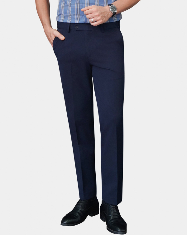 Quần Kaki Nam Dáng Slim Vân Vải Gai 4001 Xanh Tím Than