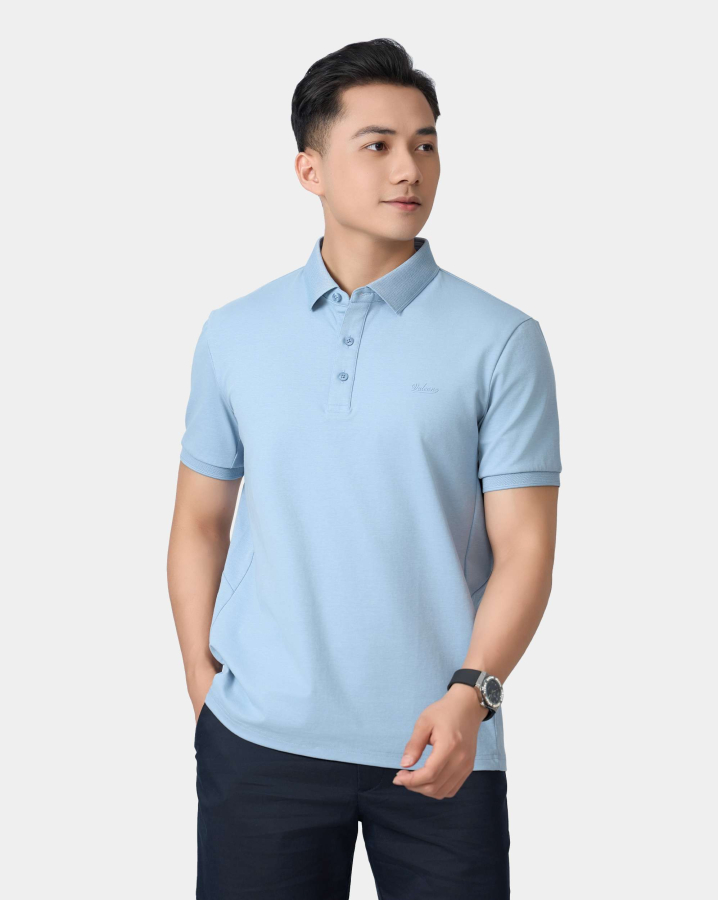 Áo Polo Nam Cotton Trơn 5005 - Xanh Nhạt
