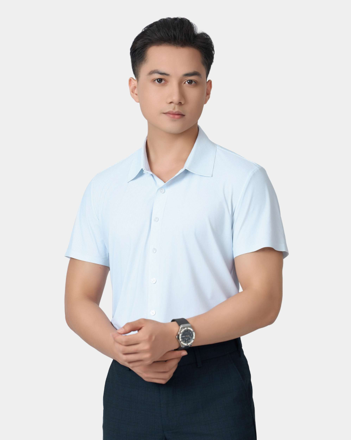 Áo Sơ Mi Ngắn Tay Nam Co Giãn Premium 5025A