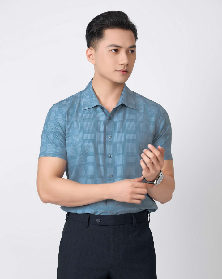 Áo Sơ Mi Ngắn Tay Nam Kẻ Ô 5018A