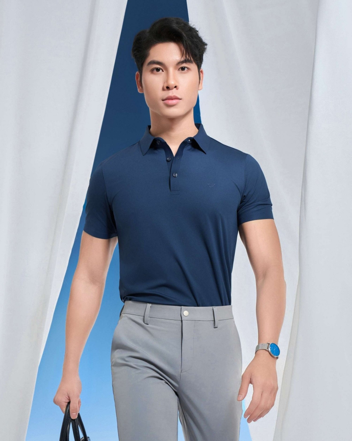 Áo Polo Nam Cotton Trơn 5005 - Xanh Tím Than