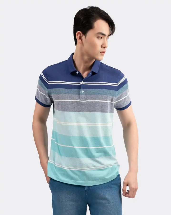 Áo Polo Nam Phối Kẻ Ngang Thời Trang 3004A