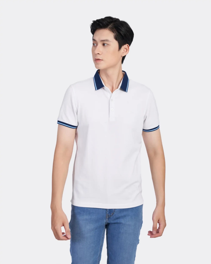 Áo Polo Nam Trơn Trắng Phối Cổ 2025