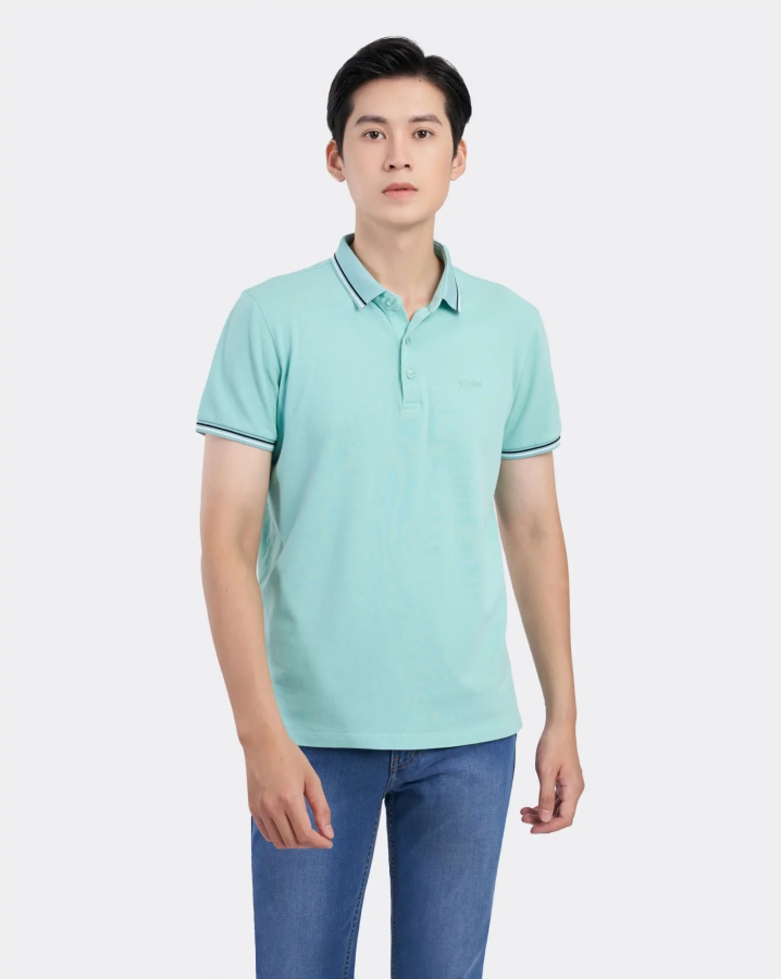 Áo Polo Nam Xanh Ngọc Nhạt Phối Cổ 2030
