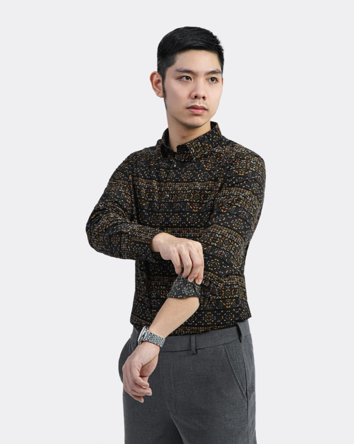 Áo Sơ Mi Dài Tay Nam Họa Tiết 3056