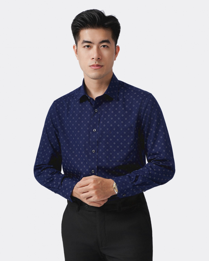 Áo Sơ Mi Dài Tay Nam Họa Tiết 4042