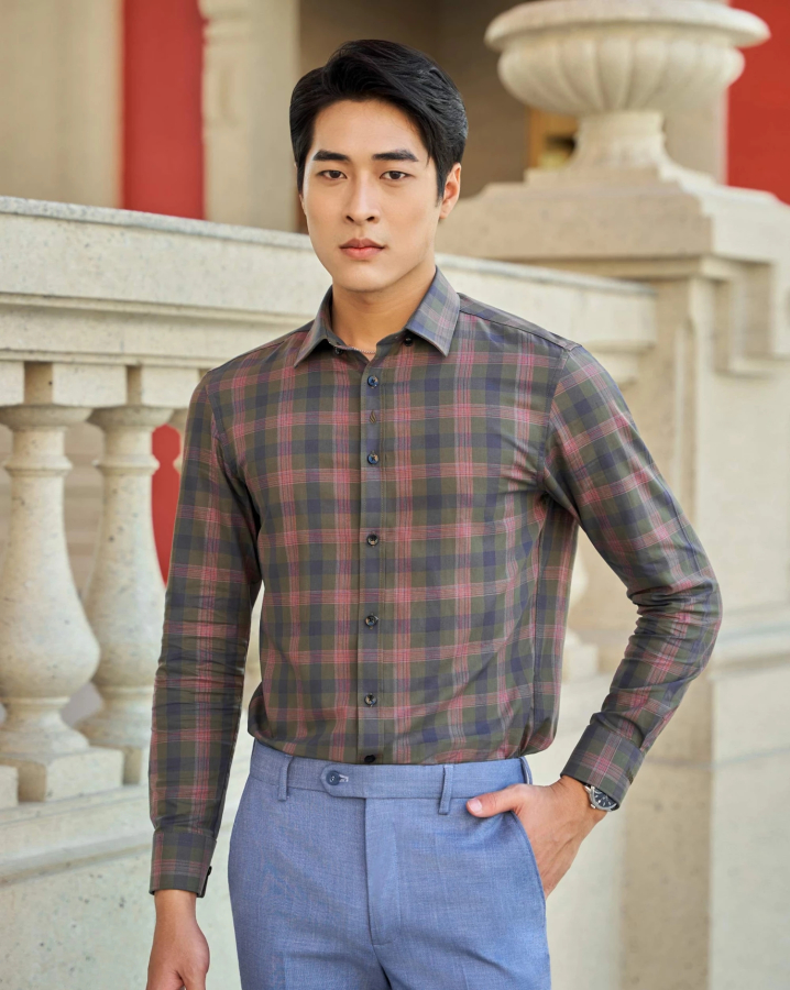 Áo Sơ Mi Dài Tay Nam Kẻ 3052