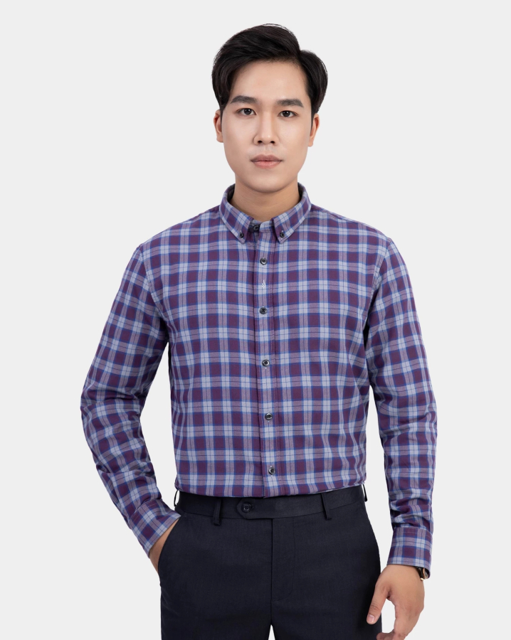 Áo Sơ Mi Nam Dài Tay Kẻ Caro 2074A
