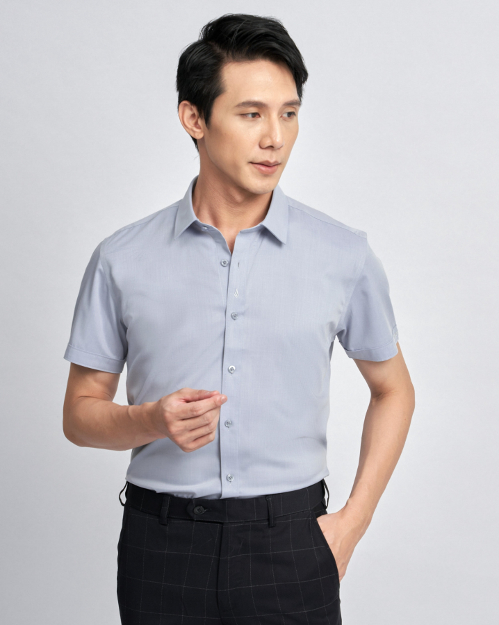 Áo Sơ Mi Ngắn Tay Họa Tiết Chìm 2020