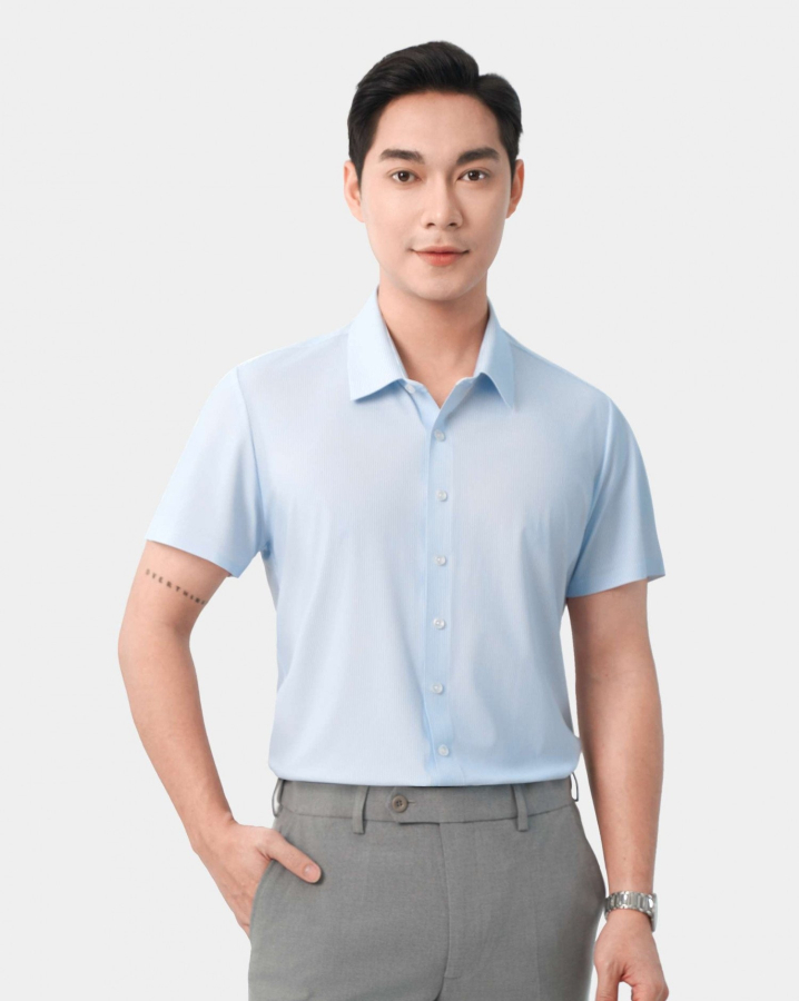 Áo Sơ Mi Ngắn Tay Nam Co Giãn 5012A