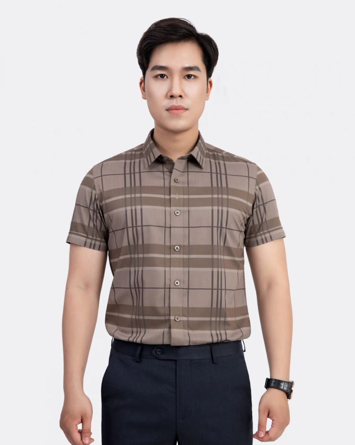 Áo Sơ Mi Ngắn Tay Nam Họa Tiết Kẻ 3029