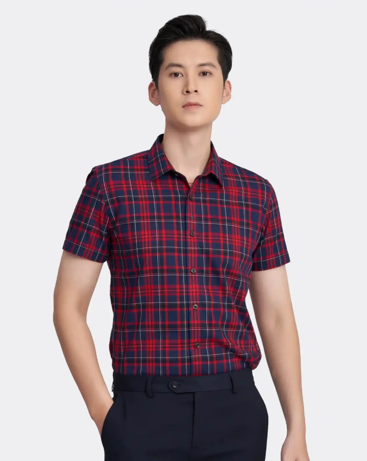 Áo Sơ Mi Ngắn Tay Nam Họa Tiết Kẻ Caro 3019A