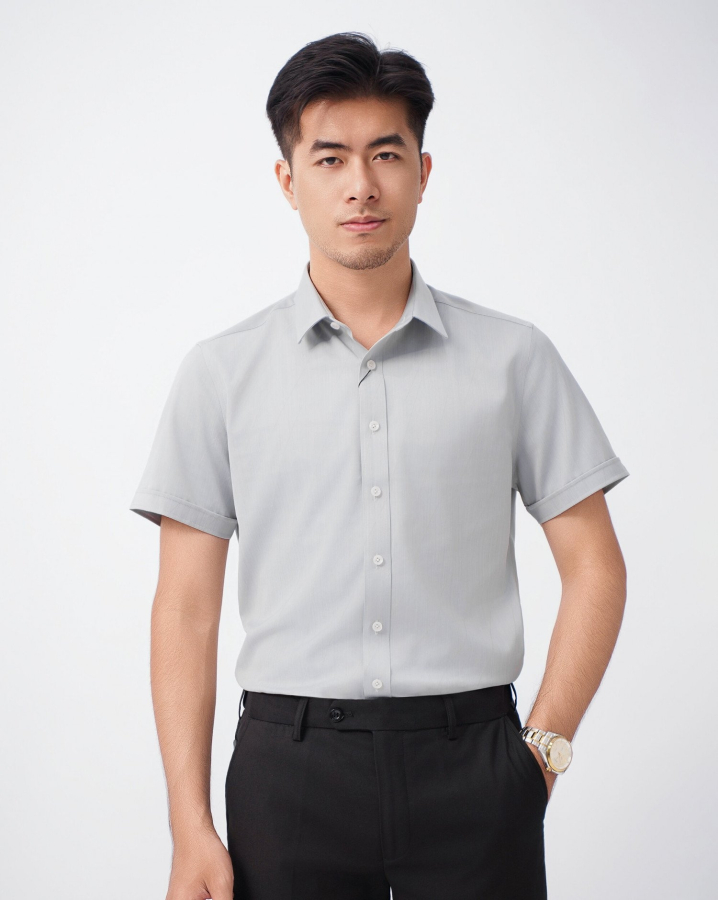 Áo Sơ Mi Ngắn Tay Nam Họa Tiết Xéo Chìm 4039A