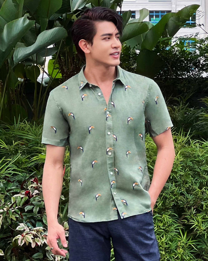 Áo Sơ Mi Ngắn Tay Nam Linen Họa Tiết 4013A