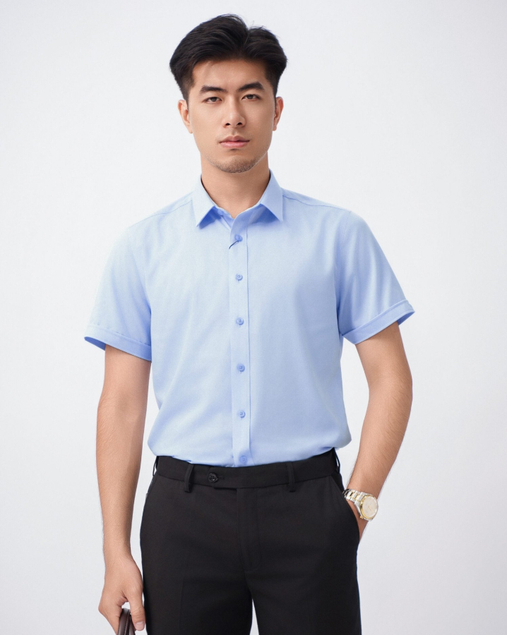 Áo Sơ Mi Ngắn Tay Nam Trơn 4046
