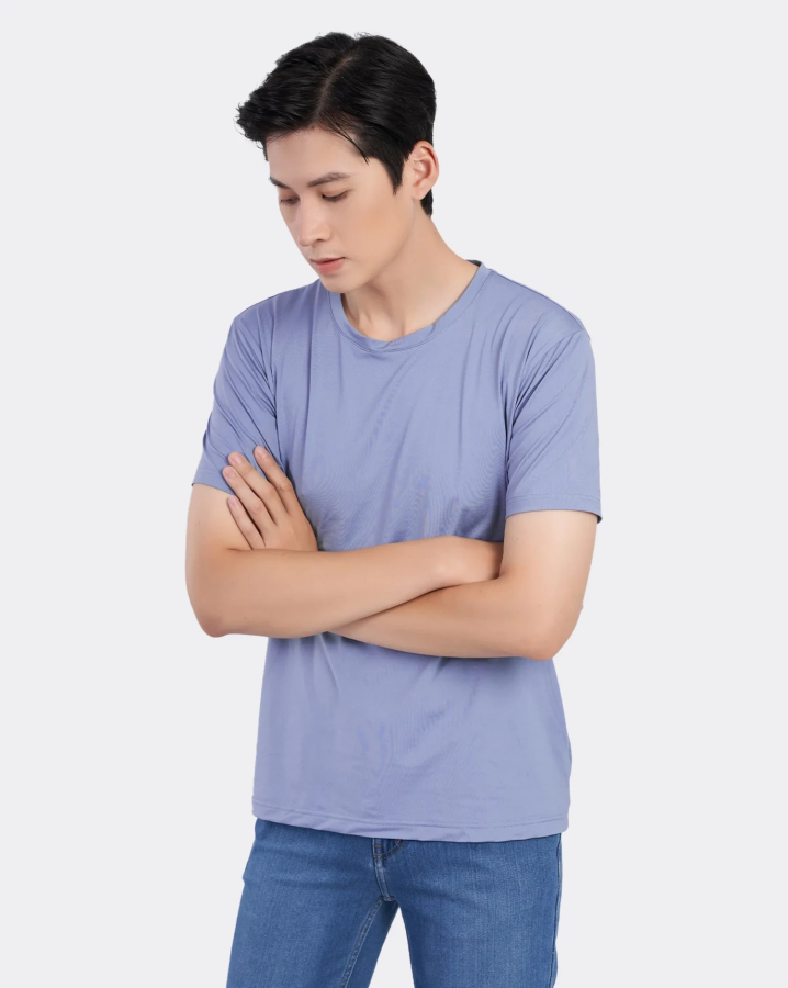 Áo Thun Nam Modal Trơn 2033 Xanh Hoa Bắp