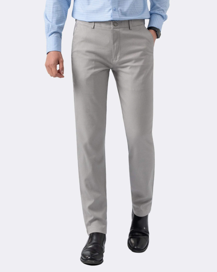 Quần Kaki Nam Dáng Slim Vân Vải Gai 4001 - Xám